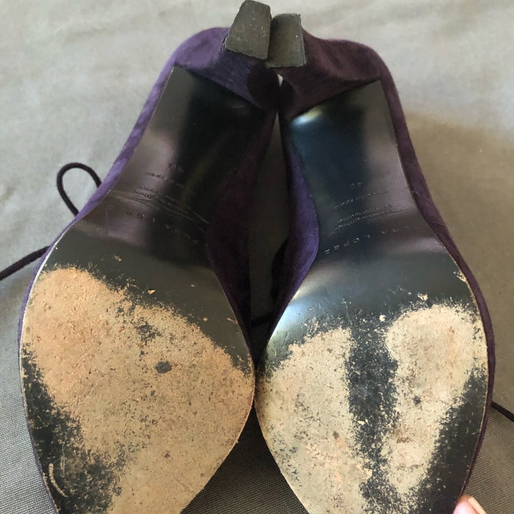 Vintage Designer Pura Lopez purple suede lace up ankle shoes SZ40. - Picture 4 of 5